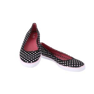 Keds Ballet Flats $25 Sz 10 Black White Pink Polka Dots Slip On Fabric Flats